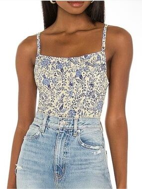 Free People Intimately Floral Cropped Tank In Ivory Combo (Size: XL)